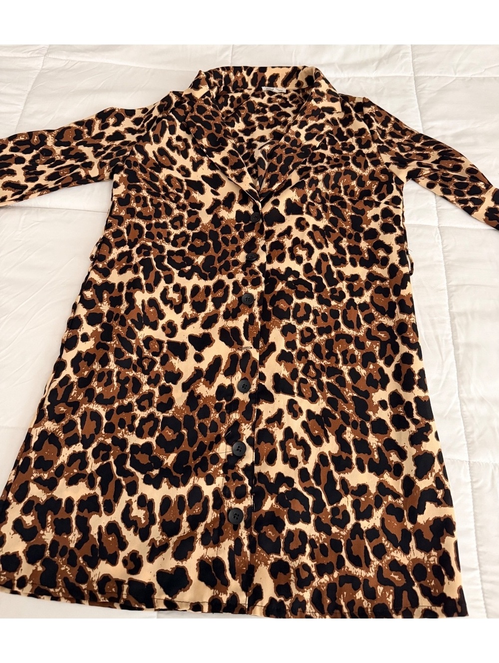 Charlotte Russe Leopard Print Button-Up Dress XS